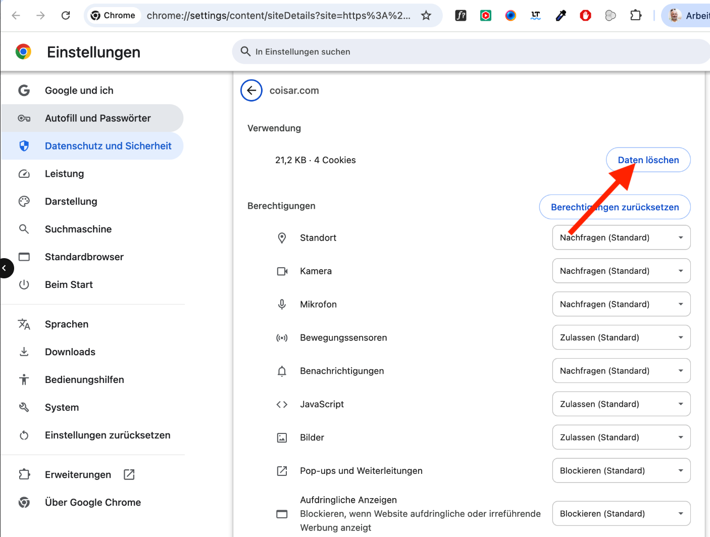 Google Chrome - Cache leeren